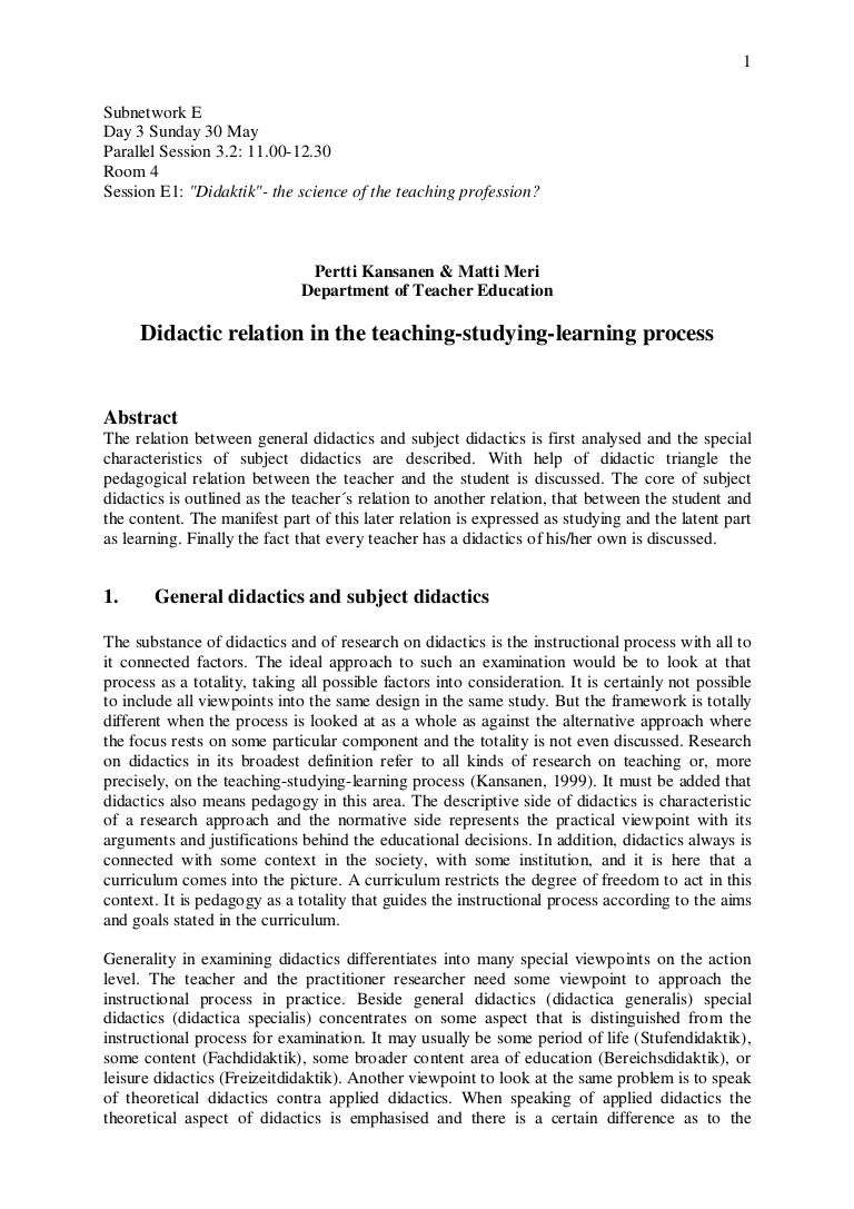 Important concepts of didactics: didactic principles of teaching, means and methods Important concepts of didactics: didactic principles of teaching, means and methods